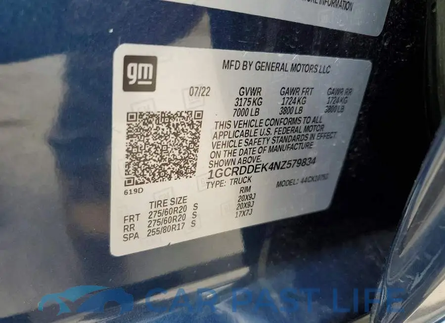 1GCRDDEK4NZ579834# 12