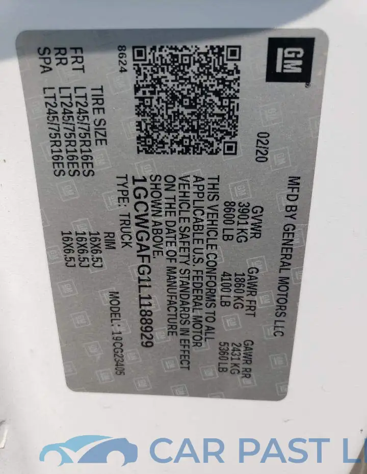 1GCWGAFG1L1188929# 12