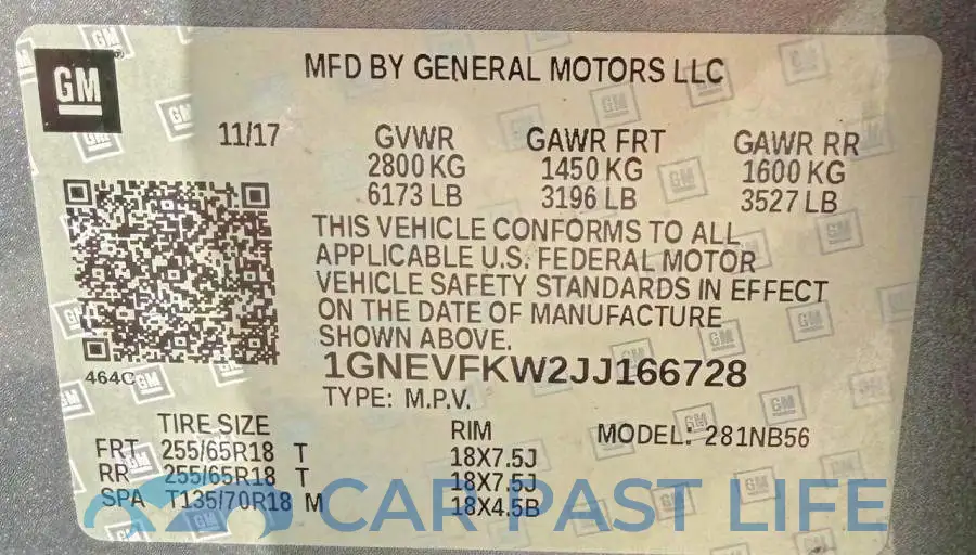 1GNEVFKW2JJ166728# 10