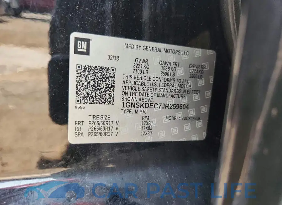 1GNSKDEC7JR259604# 13