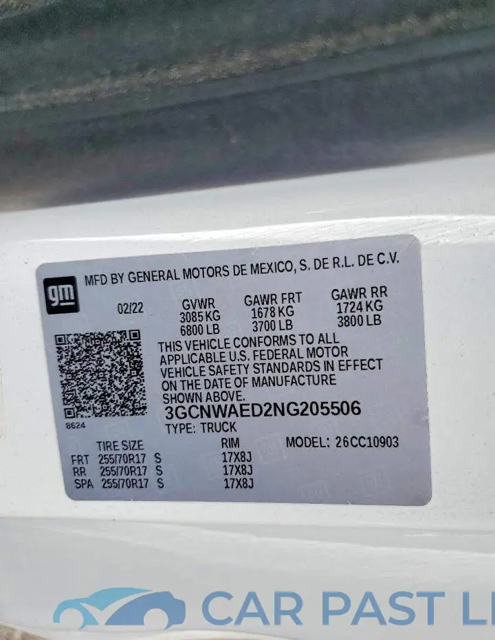 3GCNWAED2NG205506# 12