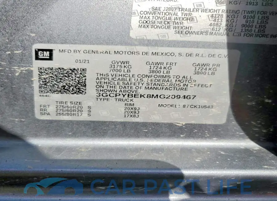3GCPYBEK8MG209467# 12