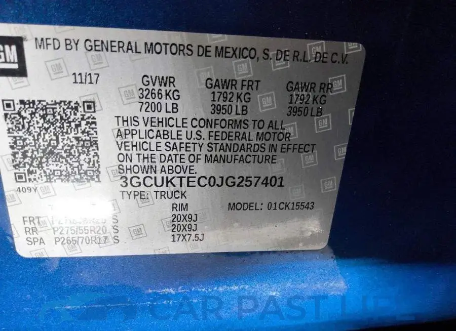 3GCUKTEC0JG257401# 12