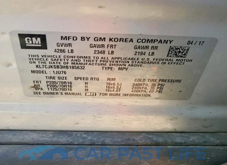 KL7CJKSB3HB185632# 13