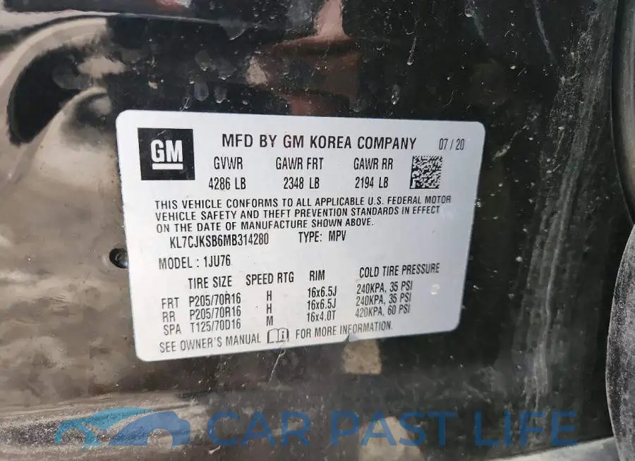 KL7CJKSB6MB314280# 12