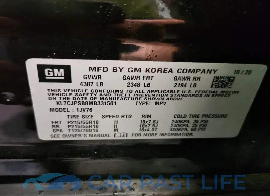 KL7CJPSB8MB331501# 13