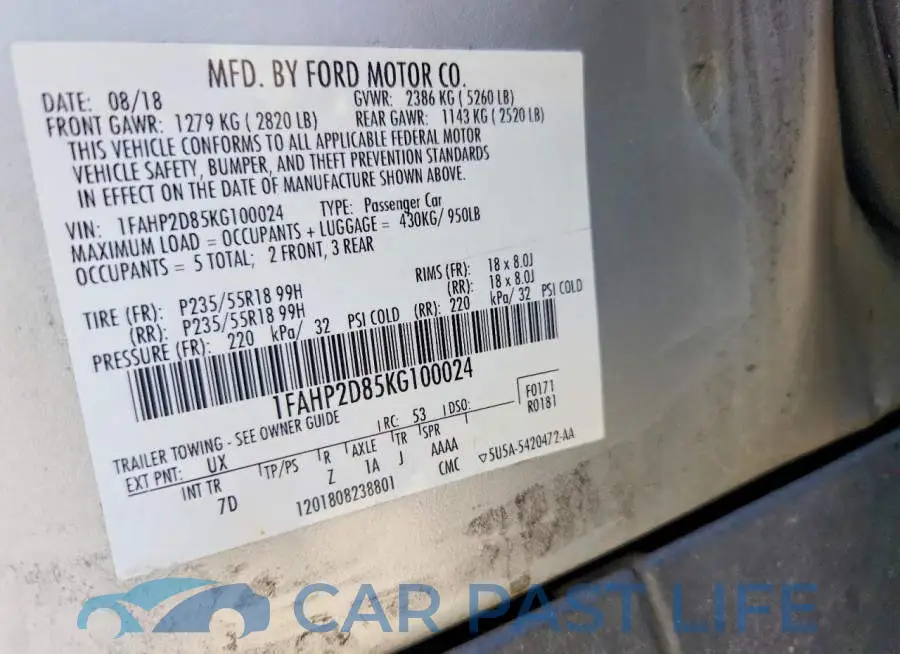 1FAHP2D85KG100024# 13