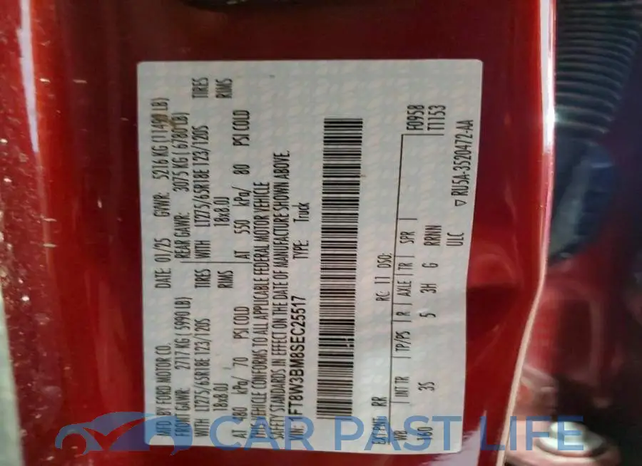 1FT8W3BM8SEC25517# 12