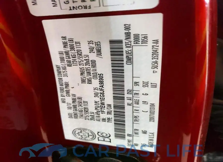 1FTEW1EG8JFA98905# 12