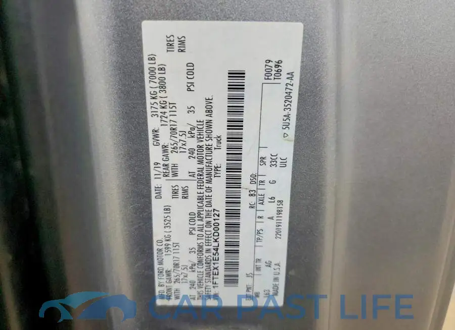 1FTEX1E54LKD00127# 12