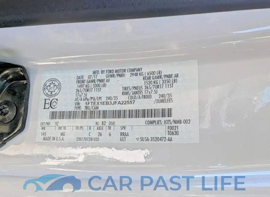 1FTEX1EB3JFA22557# 12