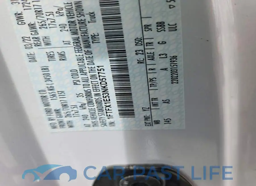 1FTFX1E53NKD57751# 12