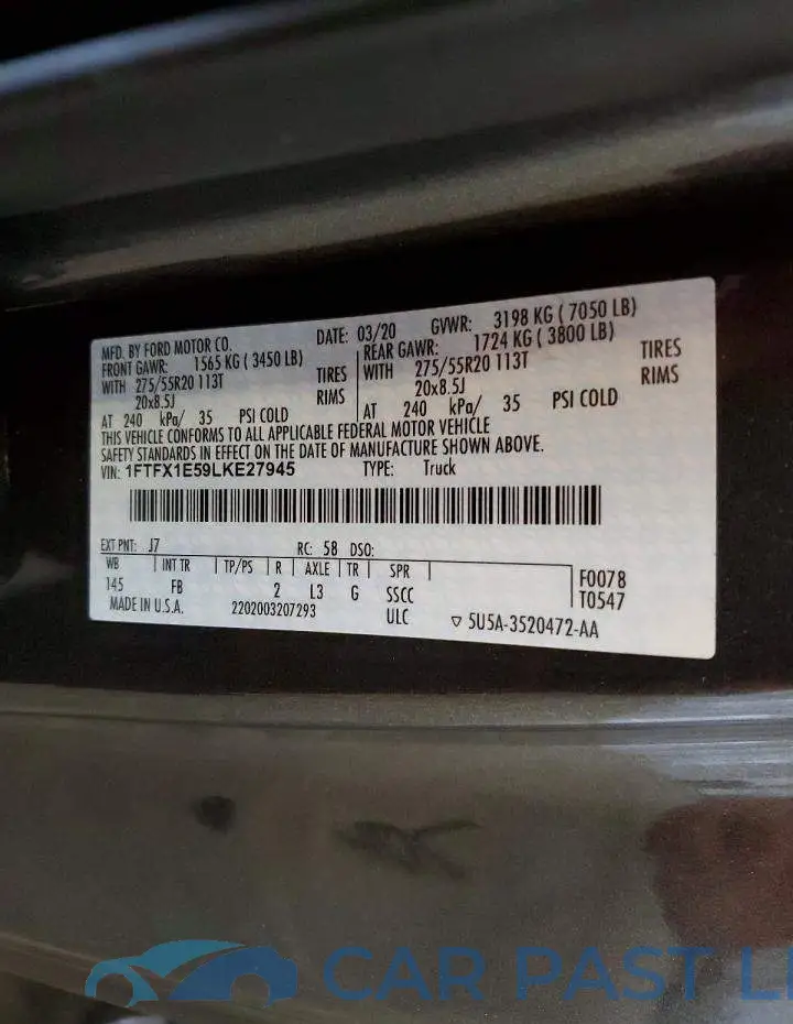 1FTFX1E59LKE27945# 12