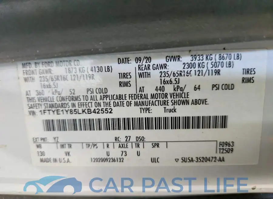 1FTYE1Y85LKB42552# 14