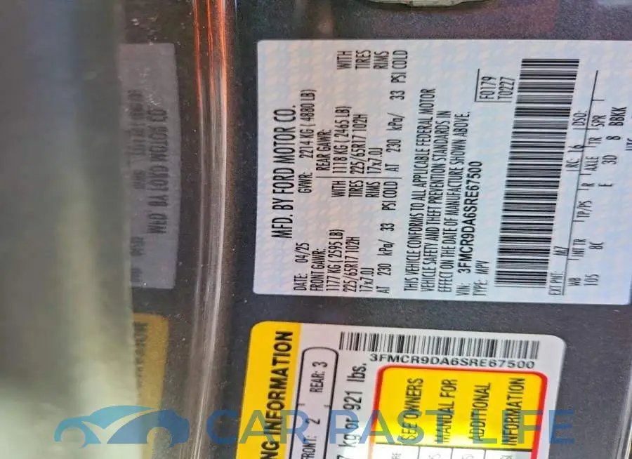 3FMCR9DA6SRE67500# 12