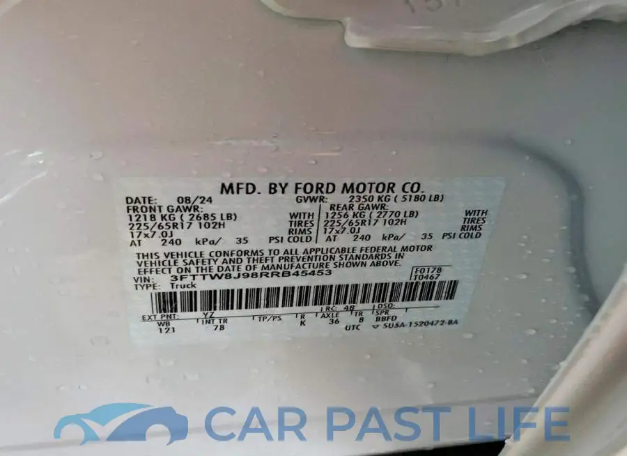 3FTTW8J98RRB45453# 12