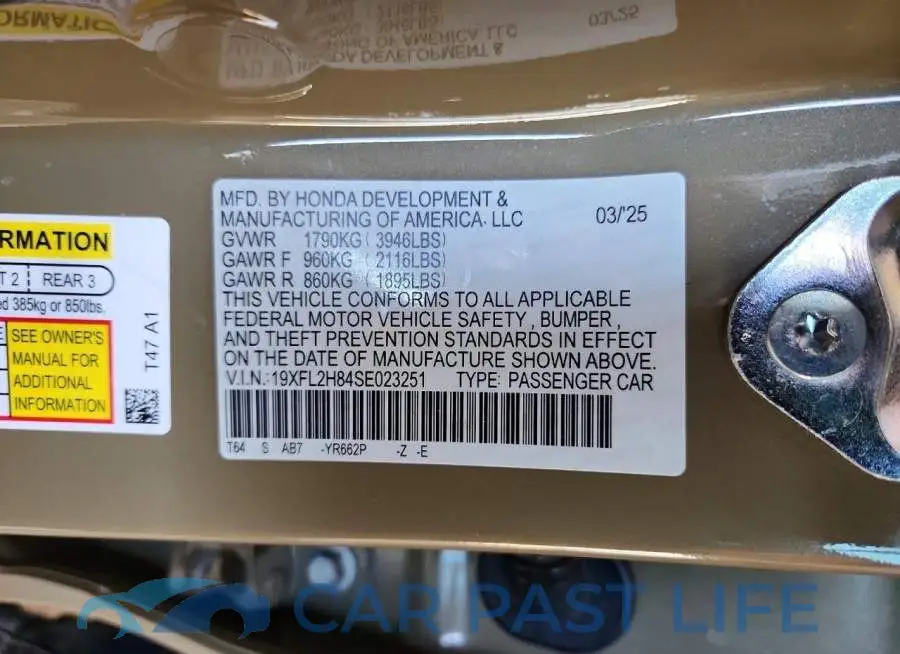 19XFL2H84SE023251# 12