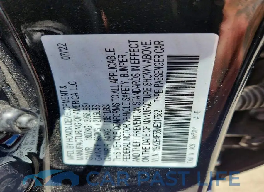 19XZE4F58NE017582# 13
