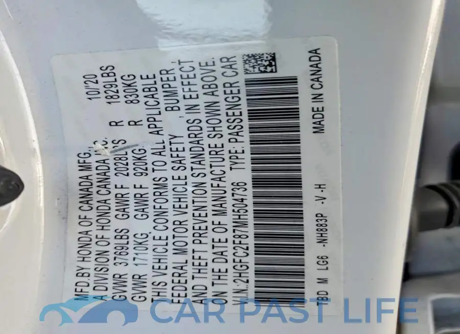 2HGFC2F87MH504736# 12