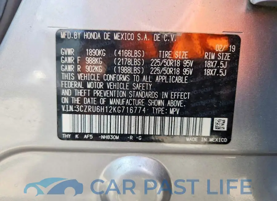 3CZRU6H12KG716774# 14