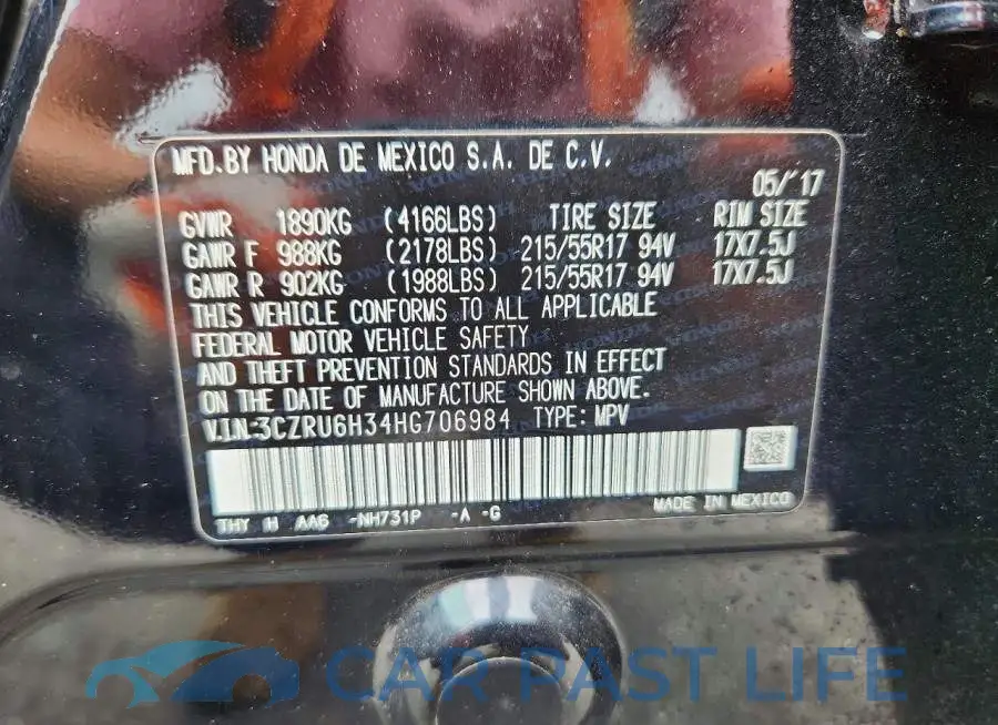 3CZRU6H34HG706984# 12