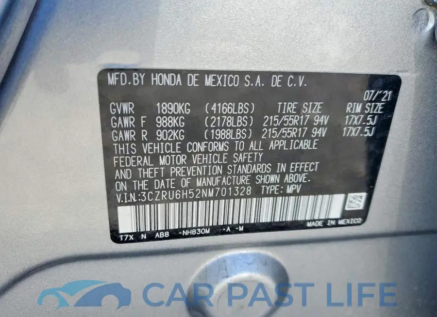 3CZRU6H52NM701328# 14