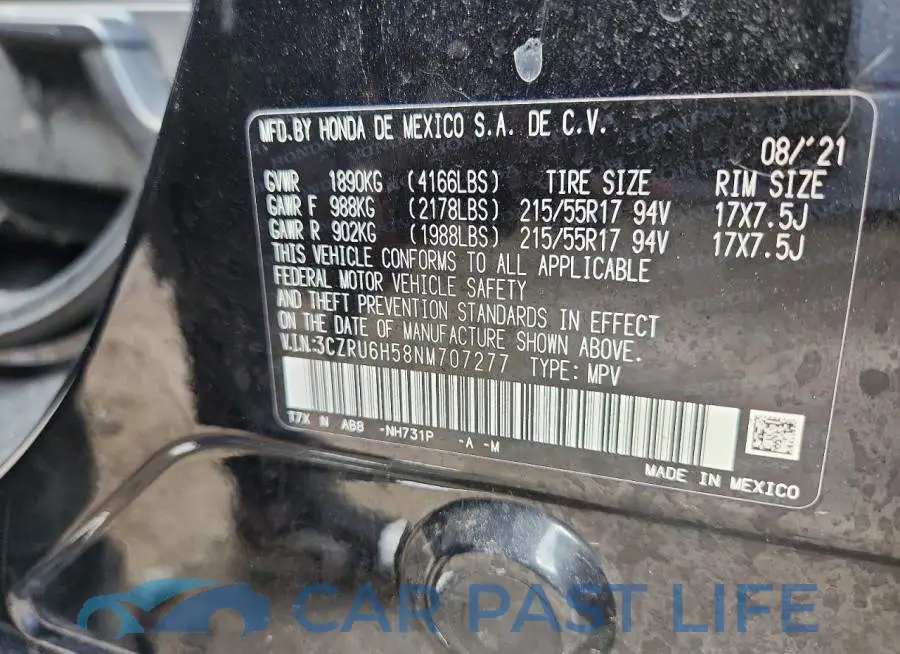 3CZRU6H58NM707277# 12