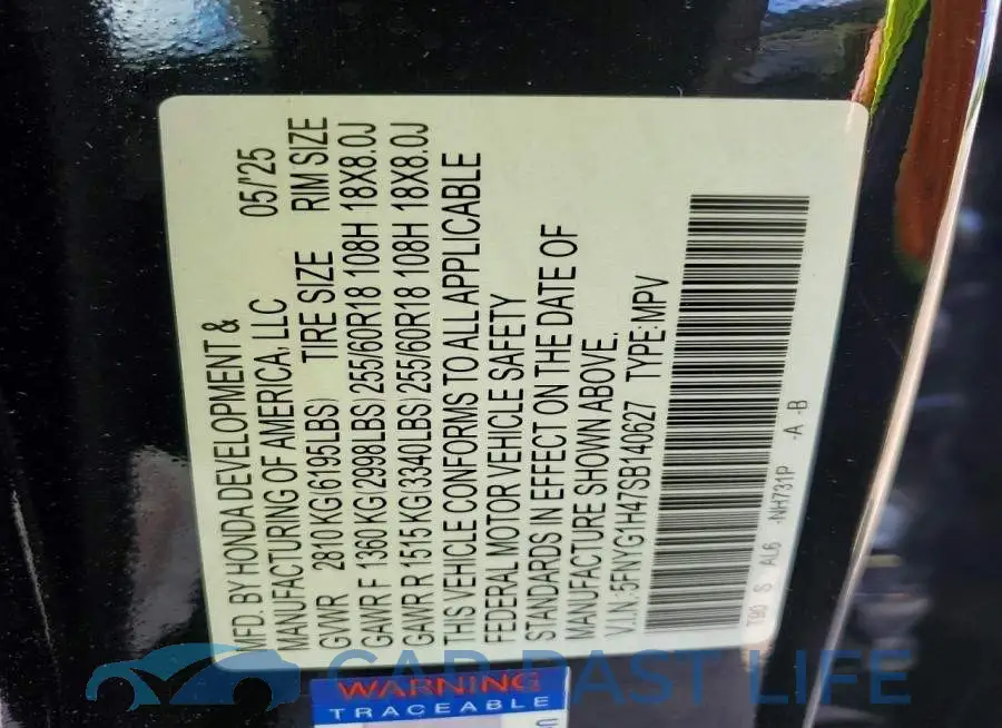 5FNYG1H47SB140627# 13