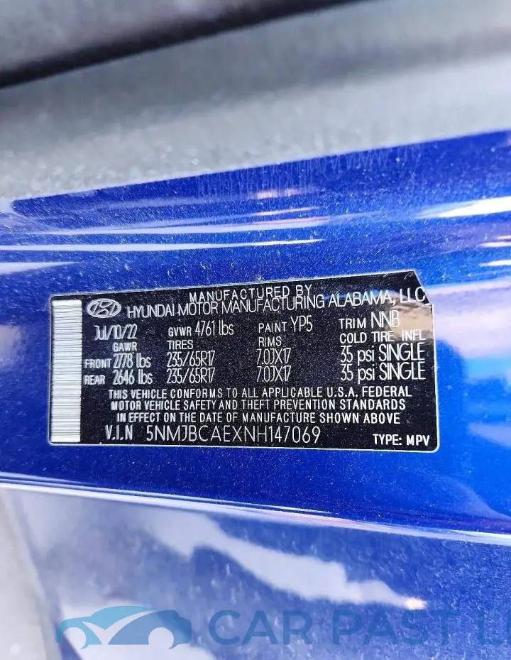 5NMJBCAEXNH147069# 13