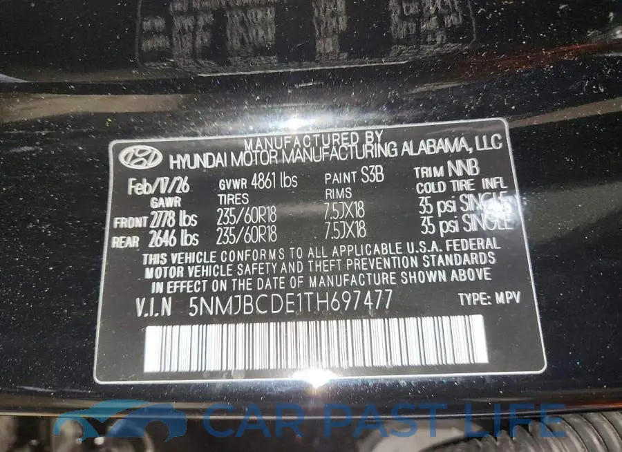 5NMJBCDE1TH697477# 13