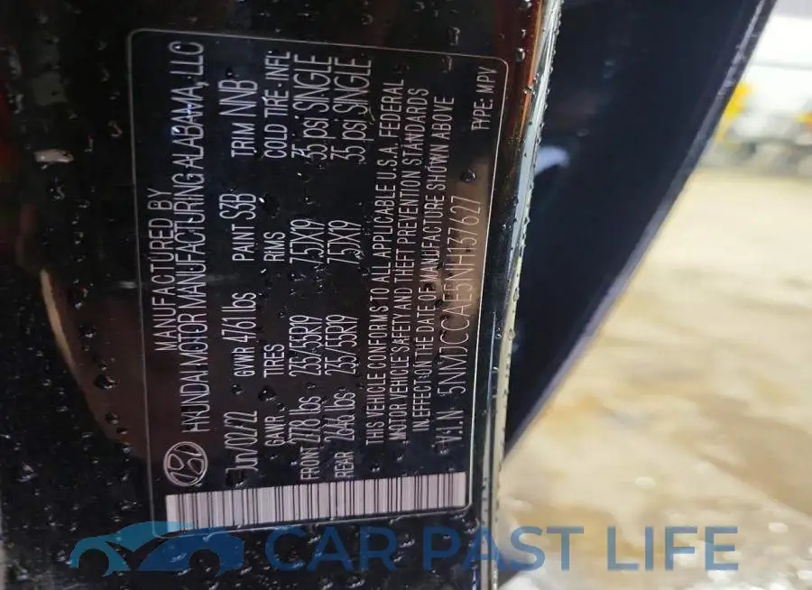 5NMJCCAE5NH137627# 13