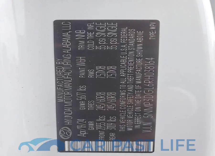 5NMP3DGL6RH038164# 12