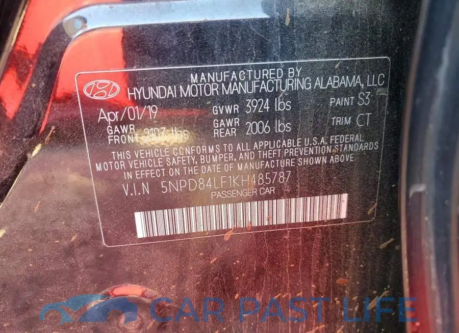 5NPD84LF1KH485787# 12