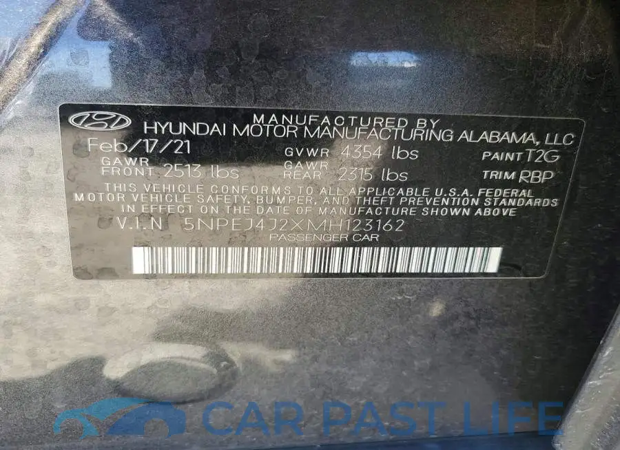 5NPEJ4J2XMH123162# 12