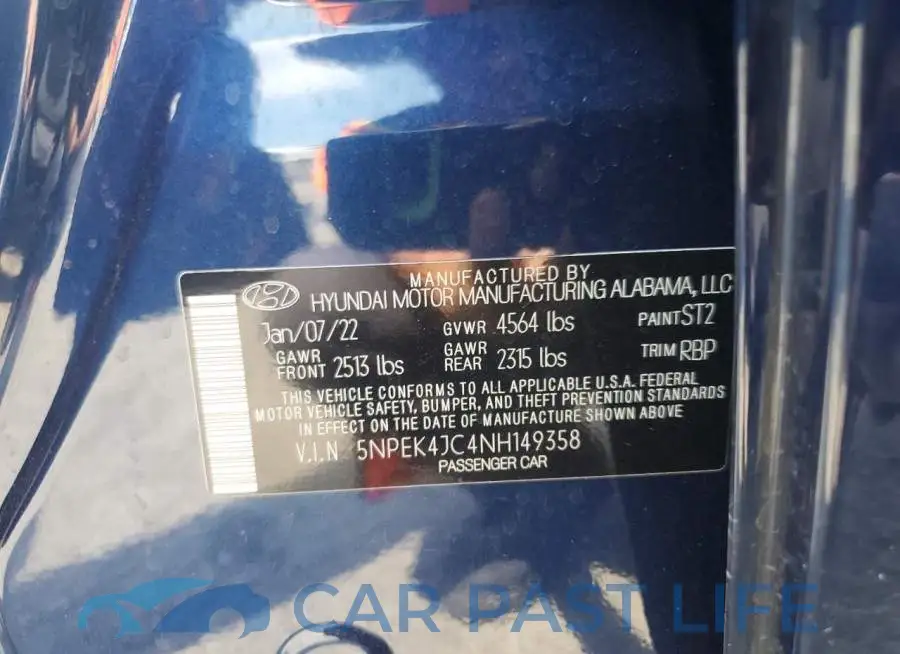 5NPEK4JC4NH149358# 13