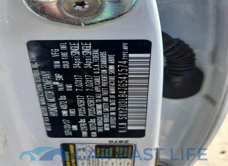 5XYZU3LB4JG541574# 14