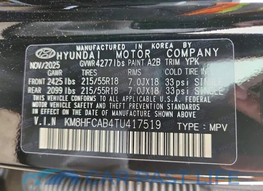 KM8HFCAB4TU417519# 13