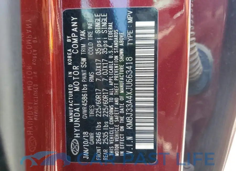 KM8J33A4XJU663418# 13