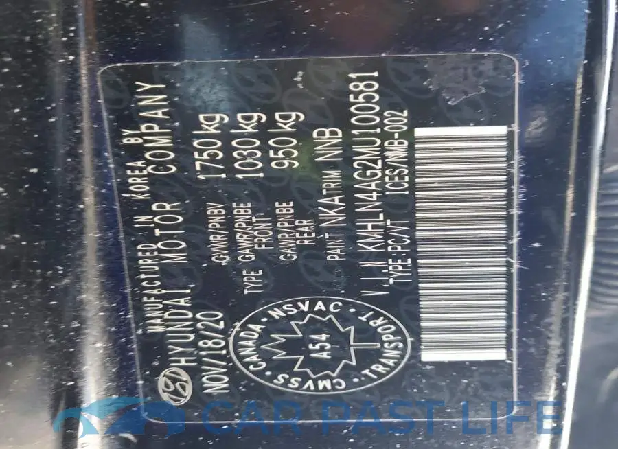 KMHLN4AG2MU100581# 13