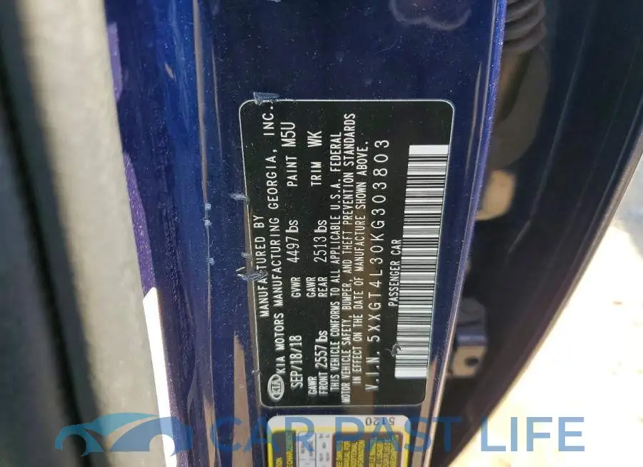 5XXGT4L30KG303803# 12