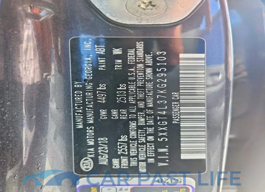5XXGT4L37KG295103# 12