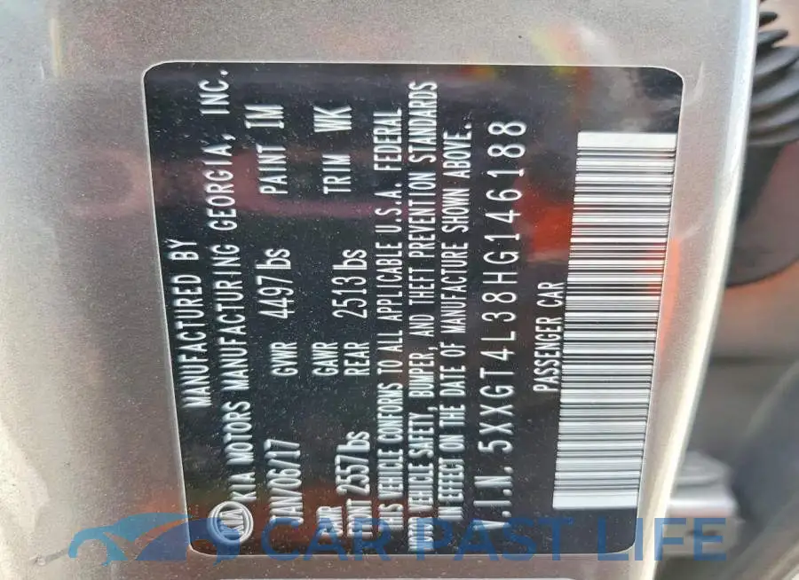 5XXGT4L38HG146188# 12
