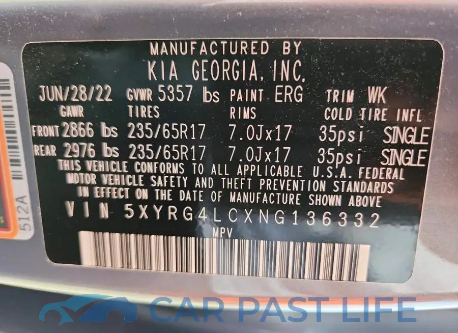 5XYRG4LCXNG136332# 13