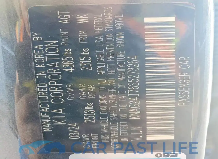 KNAG24J76S5273264# 12