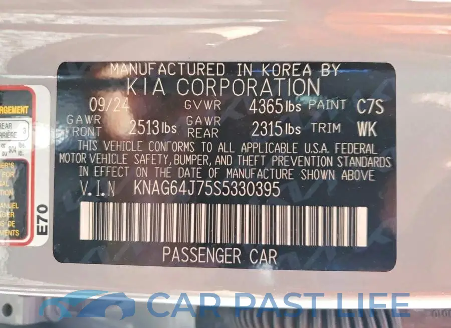 KNAG64J75S5330395# 13