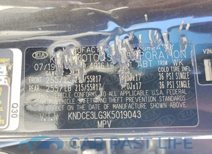 KNDCE3LG3K5019043# 12