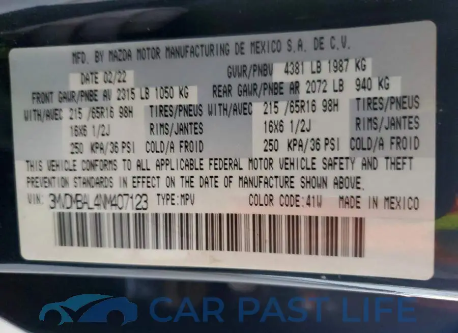 3MVDMBAL4NM407123# 12