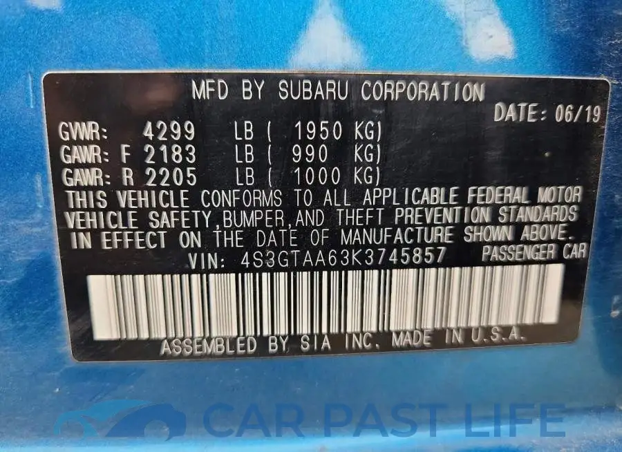 4S3GTAA63K3745857# 12