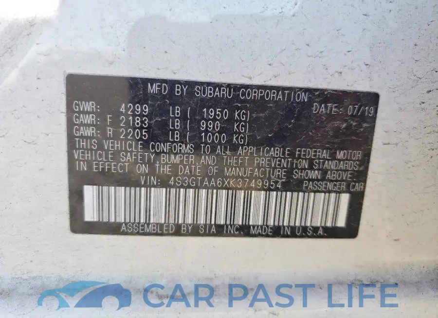 4S3GTAA6XK3749954# 12