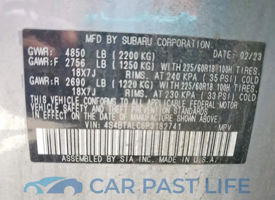 4S4BTALC6P3182741# 13